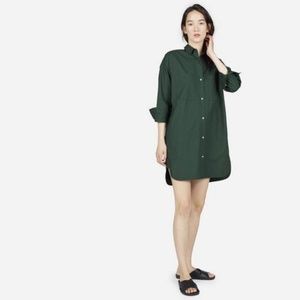 Two-Pocket Shirt Dress by Everlane in Dark Green